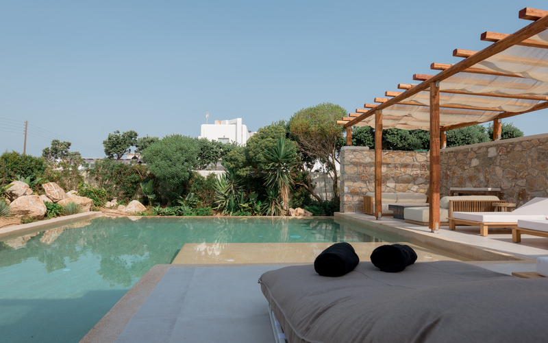 pool area with sunbeds