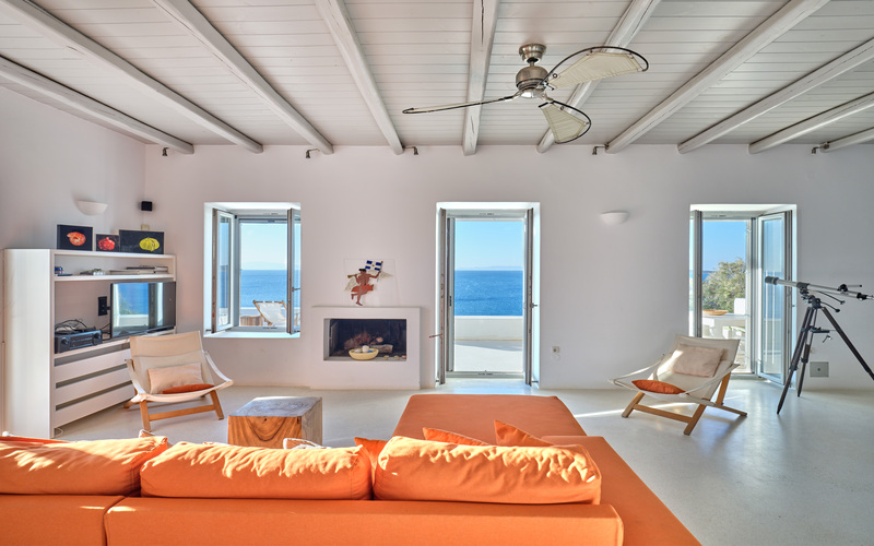 living area with sea view
