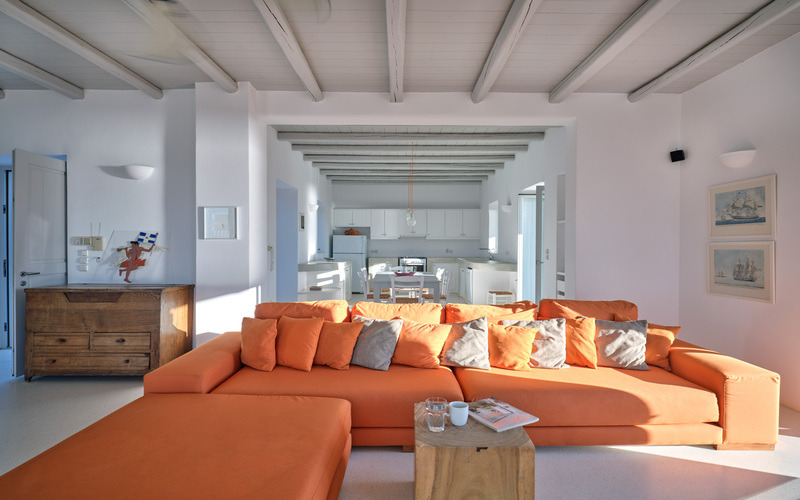living area with sea view