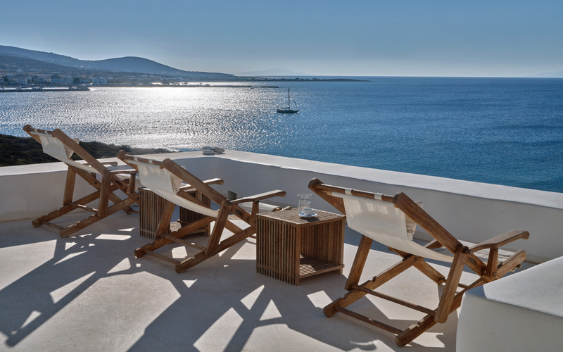 lounge chairs with sea view