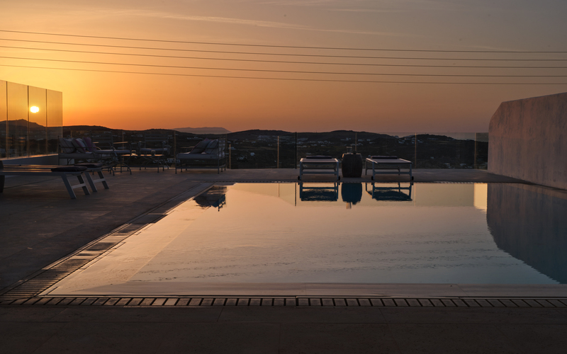 pool at sunset