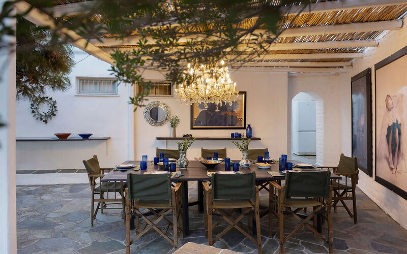 shaded dining area