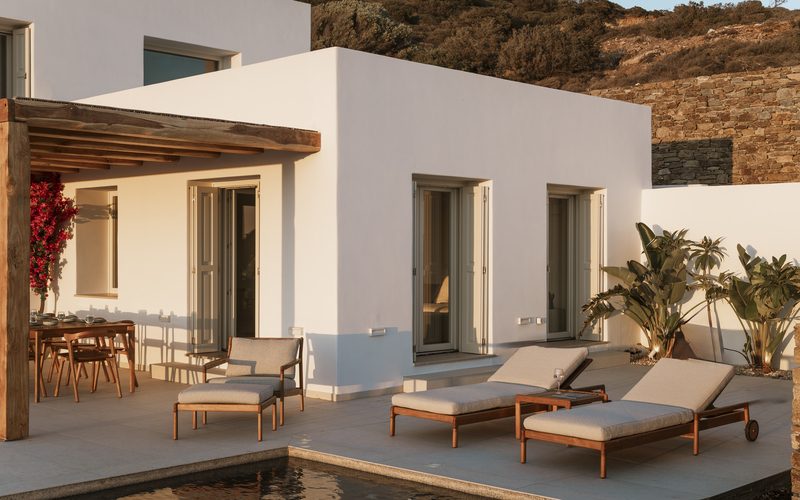 pool area with sunbeds