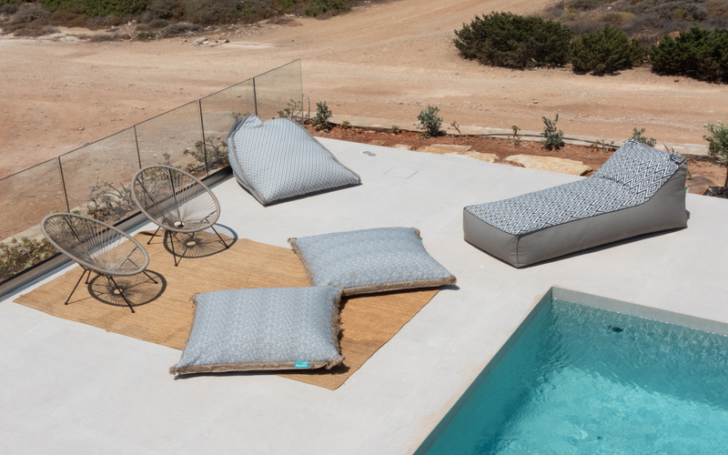 lounge area by the pool