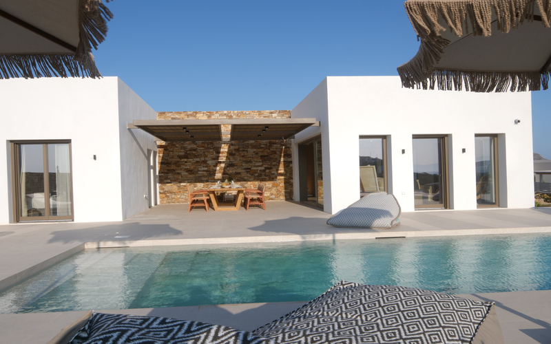 pool area with sunbeds