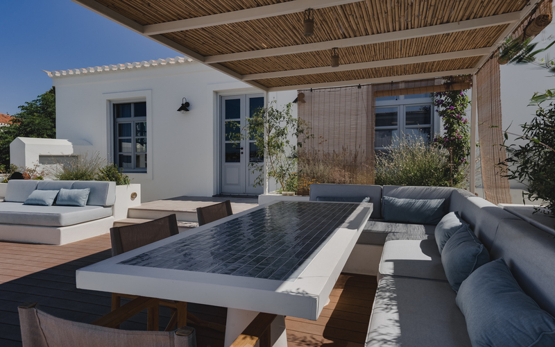 shaded lounge area