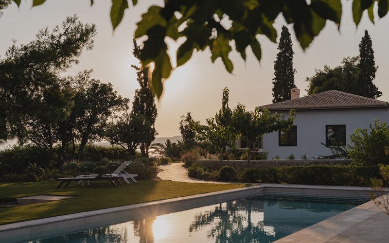 pool at sunset