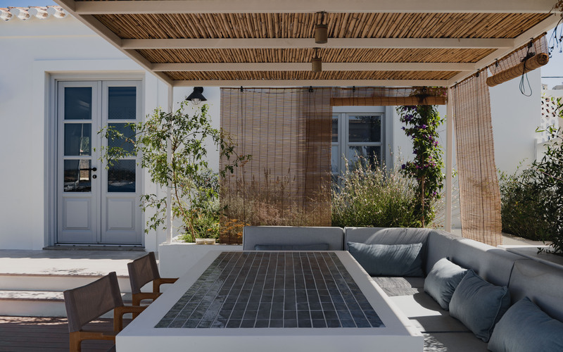 shaded dining area