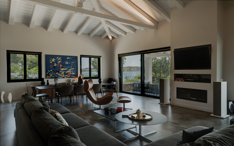 living area with fireplace