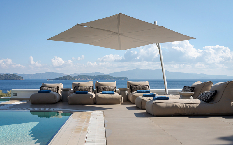 sunbeds by the pool