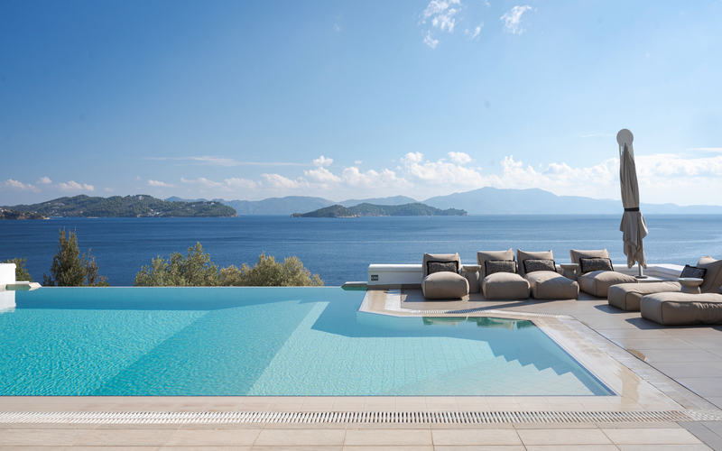 pool area with sea view