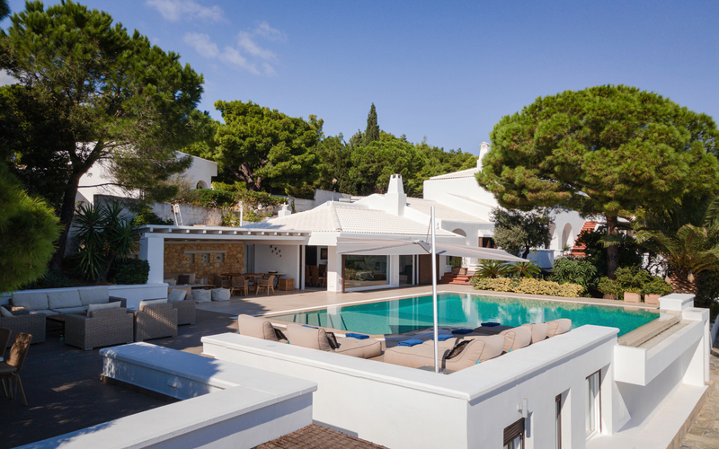 aerial of the villa