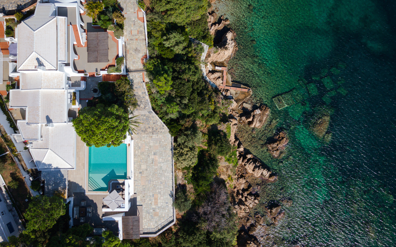 aerial of the villa
