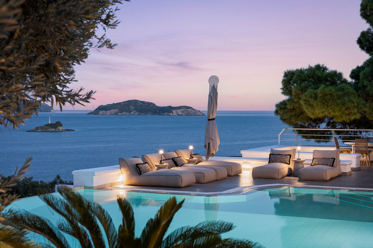 pool area at night